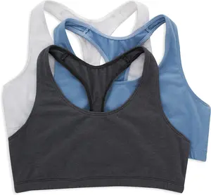 Hanes womens Racerback Bralette Pack,Cotton T-back Bra Top, 3-pack