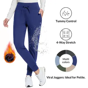 baleaf 25" Women's Fleece Lined Pants Petite Water Resistant Sweatpants High Waisted Thermal Joggers Winter Running Hiking Pockets