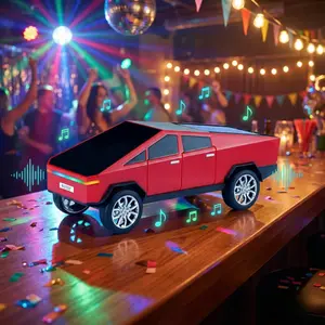 Futuristic Cybercar-Inspired Wireless Speaker, Solar Charging, LED Lights, Dynamic Sound, USB-C/Aux/Micro SD/USB Playback, Portable Car Design, Enhanced FM Radio Functionality