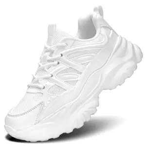 Women's Sporty Solid RoundToe Laces Trainers, Fashionable Lace UpFront Mesh Breathable Comfortable Sports Running Shoes, Casual Versatile Outdoor Walking