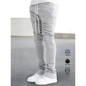 Classic Design Flared Trousers, Men's Casual Stretch Hip Hop Style Joggers For Performance Leisure Activities