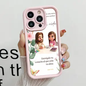 Pink Bible Verse Christian Pattern Phone Case , Soft Silicone, Fully Protected and Shockproof For iPhone 17 16 15 14 13 12 11 Pro Max Plus X Air 17E mini Jesus