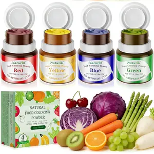 4 Natural Colors Edible Glitter Food Coloring Set Water Soluble 5g/bottle, Food Grade, Edible Glitter for Baking, Cake & Dessert Decor, Shimmery Edible Sparkles, Non-Toxic, Easy to Use Bake Nata