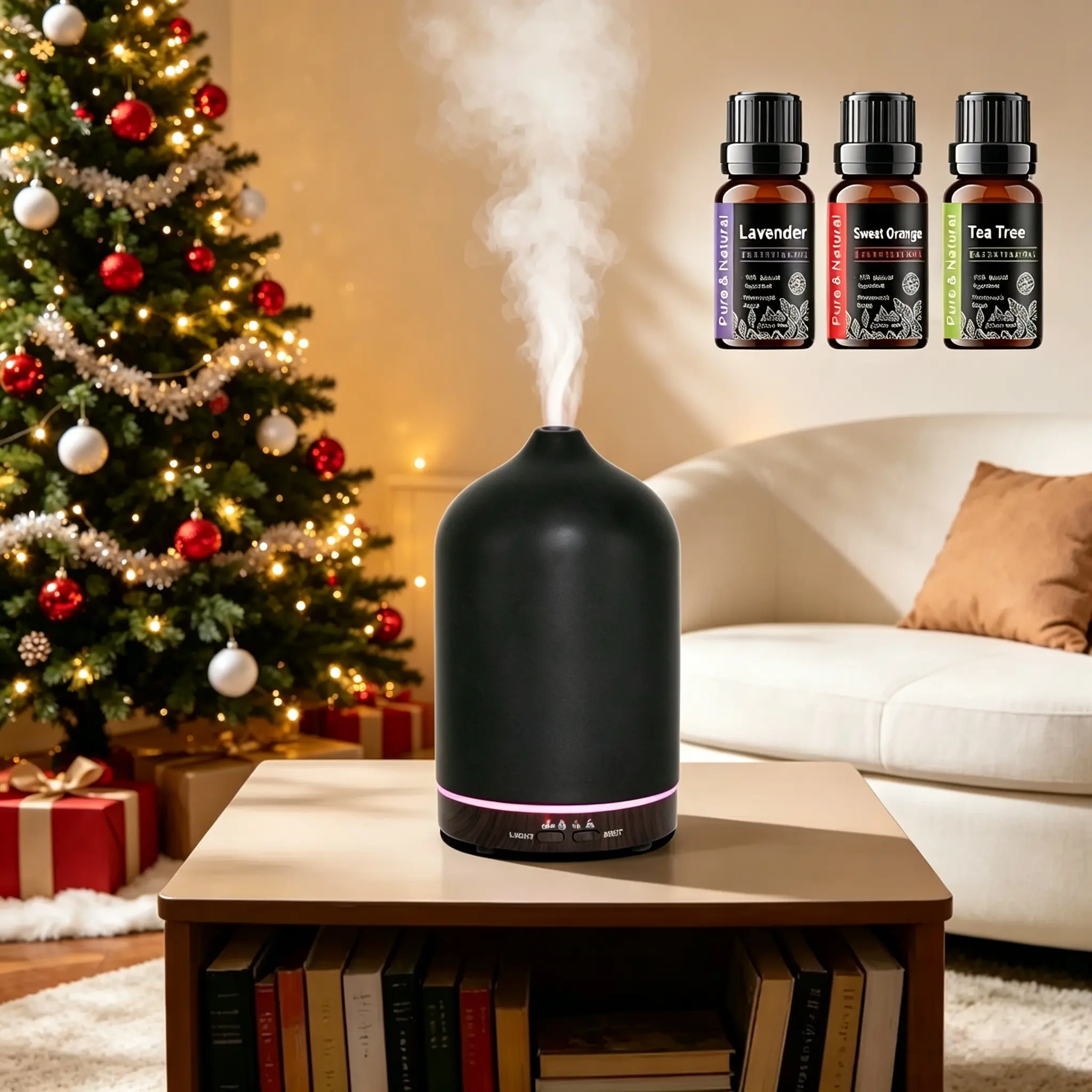 200ml Aromatherapy Humidifier with 7 Calming LED Colors, 3 Essential Oils, Adjustable Timer  Perfect for Home, Spa, Office, Nursery Aroma Diffuser Air Purifier Humidifier Portable Humidifier with 7-color LED Light decor