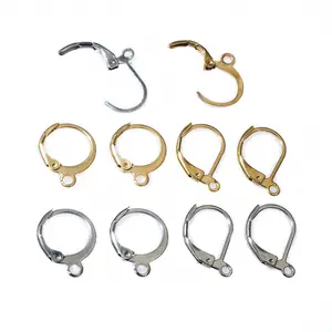 30pcs No Fade Stainless Steel French Lever Earring Hooks Clips 14x12mm 15x10mm DIY Earwire Earrings Jewelry Findings Accessories