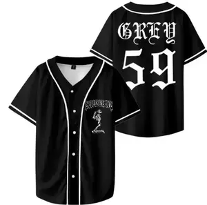 Suicideboys G59 Grey 59 Hip Hop Merch Button Down Baseball Jersey Shirt, Premium Lightweight Breathable Polyester Streetwear, Perfect Concert Fan Gift