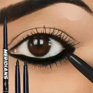 3 black gel eyeliner pencils - waterproof, sweatproof, and smudge-proof, with a twist-up design and smooth formula to create a perfect look. Suitable for all skin tones, a must-have for Christmas parties, Eye Makeup Product