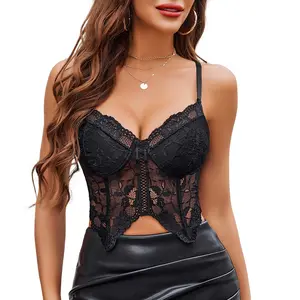 Avidlove Lace Bralettes for Women Y2k Camisole Lingerie Adjustable Strap Crop Top Elegant Fashion Sexy Floral Pattern Elastic Bustier Summer Casual Wear