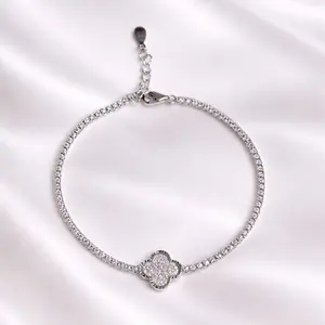925 silver tennis clover bracelet
