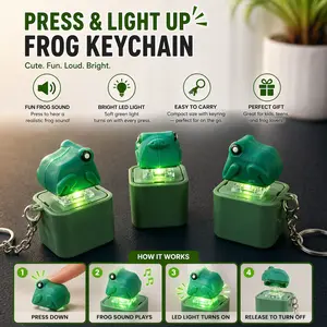 Frog Croaking Fidget Keychain, Rechargeable ABS Plastic Toy with Realistic Sound & Lights, for Adults Focus & Stress Relief