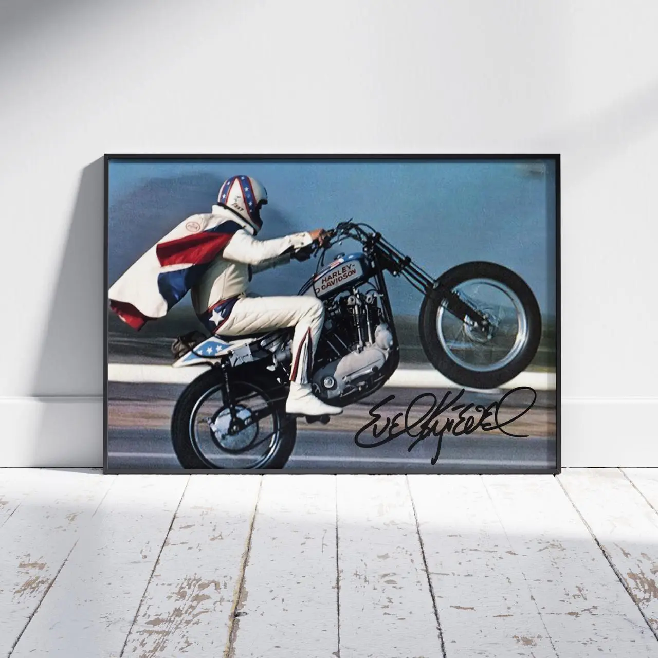 [NO FRAME] Evel Knievel Motorcycle Poster, Live Hard Ride Fast Wall Art, American Stunt Rider Decor Home, Biker Gift