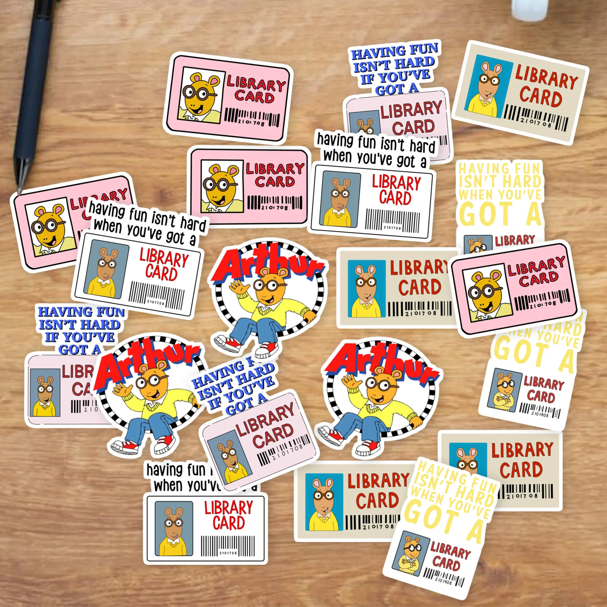 Stickers Pack 20 Pcs Arthur Bike Laptop Library Water Vinyl Bottle Card Luggage Car Colorful Waterproof Guitar Aesthetic Bumper Skateboard