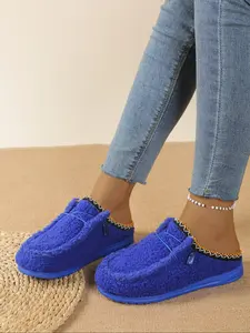 Autumn Winter New Women's Comfortable Fashion, Fleece Lined Warm Flat Round Toe, Soft Sole Non-Slip Design for Daily Wear Home Slippers Indoor Slippers