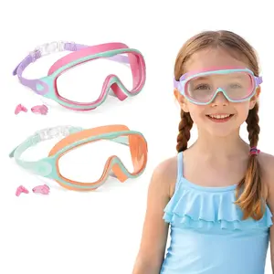 2 Pack Kids Swim Goggles for Ages 3–15 – Anti-Fog UV Protection Waterproof Swimming Goggles with Nose Clip & Earplugs, Adjustable Leakproof Design for Boys, Girls & Youth Pool Use