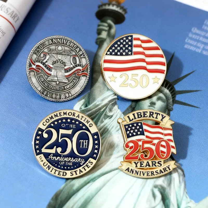 1 pc 2026 American Independence Day 250th Anniversary Commemorative Eco-Friendly Alloy Droplet Badge Honor Pin, Unique Design & Durable Material, Accessories