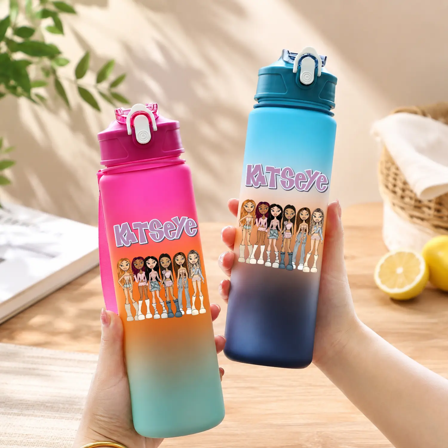 KATSEYE 750ml Water Bottle Reusable Sports Bottle Leakproof Flip Top Bottle for Girls Teens Kpop Fans School Gym Travel Gift