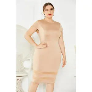 Women's Plus Size Solid Color Round Neck Short Sleeve Dress