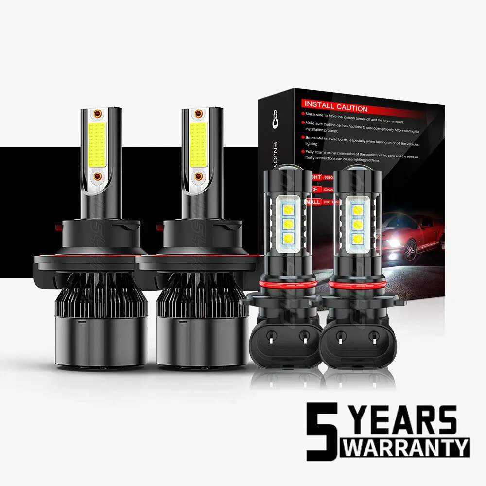 4x LED Headlight High/Low Beam+Fog Light Kit for 2005-2014 Ford F150 F250 F350 Truck Headlamps