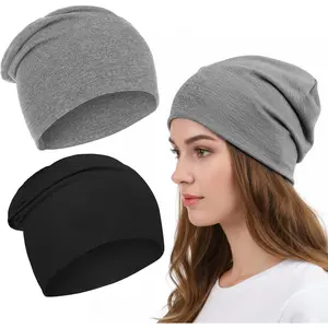Sports & Outdoors2 Pieces Unisex Lightweight Slouchy Beanie for Men Women, Fashion Style Soft Hip-Hop Caps, Breathable Night Sleeping Hat Skull Caps for All Seasons