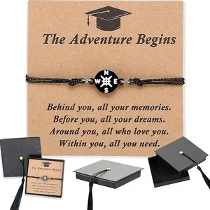 Class of 2026 Compass Bracelet - Stainless Steel Charm Jewelry with Grad Cap Box, Graduation Keepsake Gift, College Graduation Gift for Her & Him, Graduation Gifts outdoorfun
