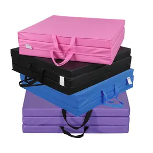 2" Thick Tri-fold Folding Gym Exercise Mat Gymnastics Mat with Handles 4 Colors