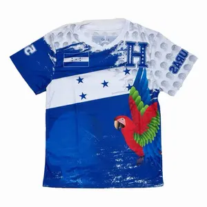 Honduras Soccer Jersey  With Small Face with National Shield Blue and White Design for Fans Slim Fitting Team Support