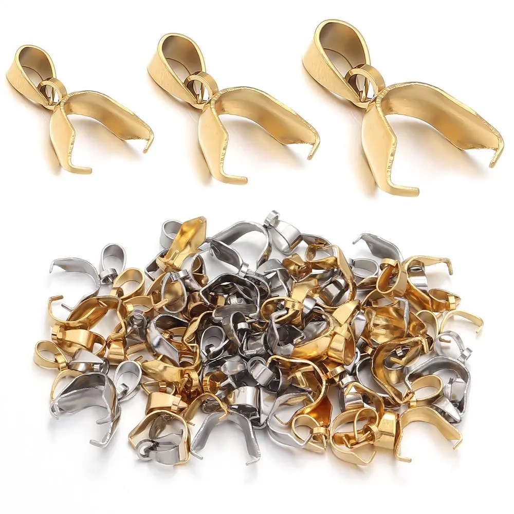 10/20Pcs Stainless Steel Charm Pendant Clip Clasps Pinch Bail Clip For Necklace Pendant Connector DIY Jewelry Making Accessories