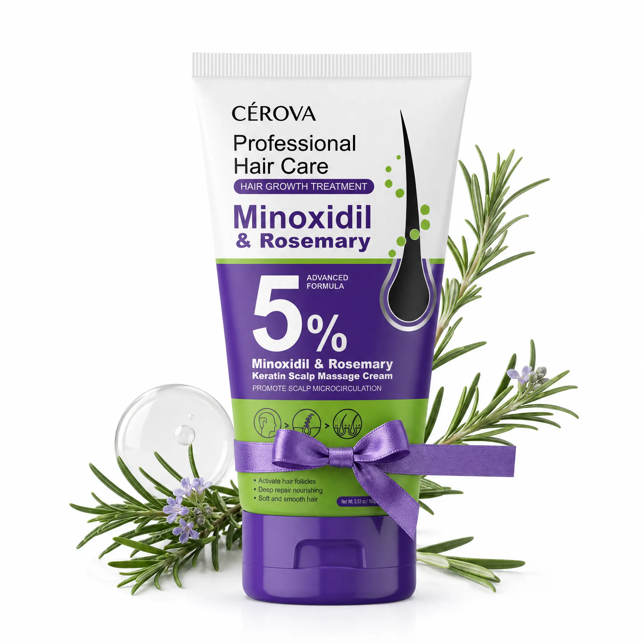 New Release 5% Minoxidil & Rosemary Hair Regrowth Foam, CEROVA Anti Hair Loss Scalp Treatment, Keto Ginger Extract & Keratin Nourishing Haircare