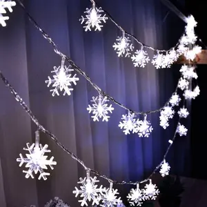 Christmas Lights,Snowflake String Lights Battery Operated Waterproof 20ft, 40 LED Fairy Lights for Xmas Garden Patio Bedroom Party Decor Christmas Decorations, White