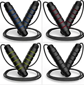 Adjustable Speed Jump Rope with Ball Bearings – Tangle-Free Steel Cable Jumping Rope for Men Women Foam Handles Home Gym Exercise, Multiple Colors
