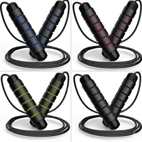 Adjustable Speed Jump Rope with Ball Bearings – Tangle-Free Steel Cable Jumping Rope for Men Women Foam Handles Home Gym Exercise, Multiple Colors