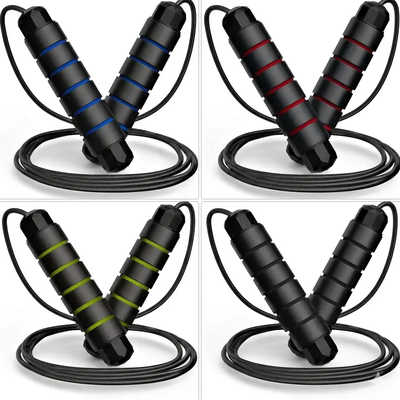 Adjustable Speed Jump Rope with Ball Bearings – Tangle-Free Steel Cable Jumping Rope for Men Women Foam Handles Home Gym Exercise, Multiple Colors