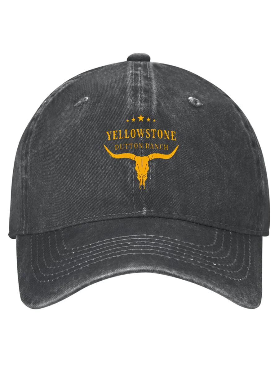 Yellowstone Dutton Ranch Vintage Washed Dad Hat 100% Cotton Adjustable Baseball Cap with Longhorn Logo