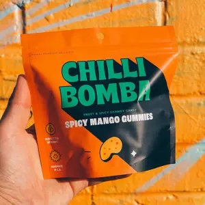 Chilli Bomba Sweet & Spicy Chili Chamoy Candy Spicy Mango Gummies - 8oz Share Size Bag