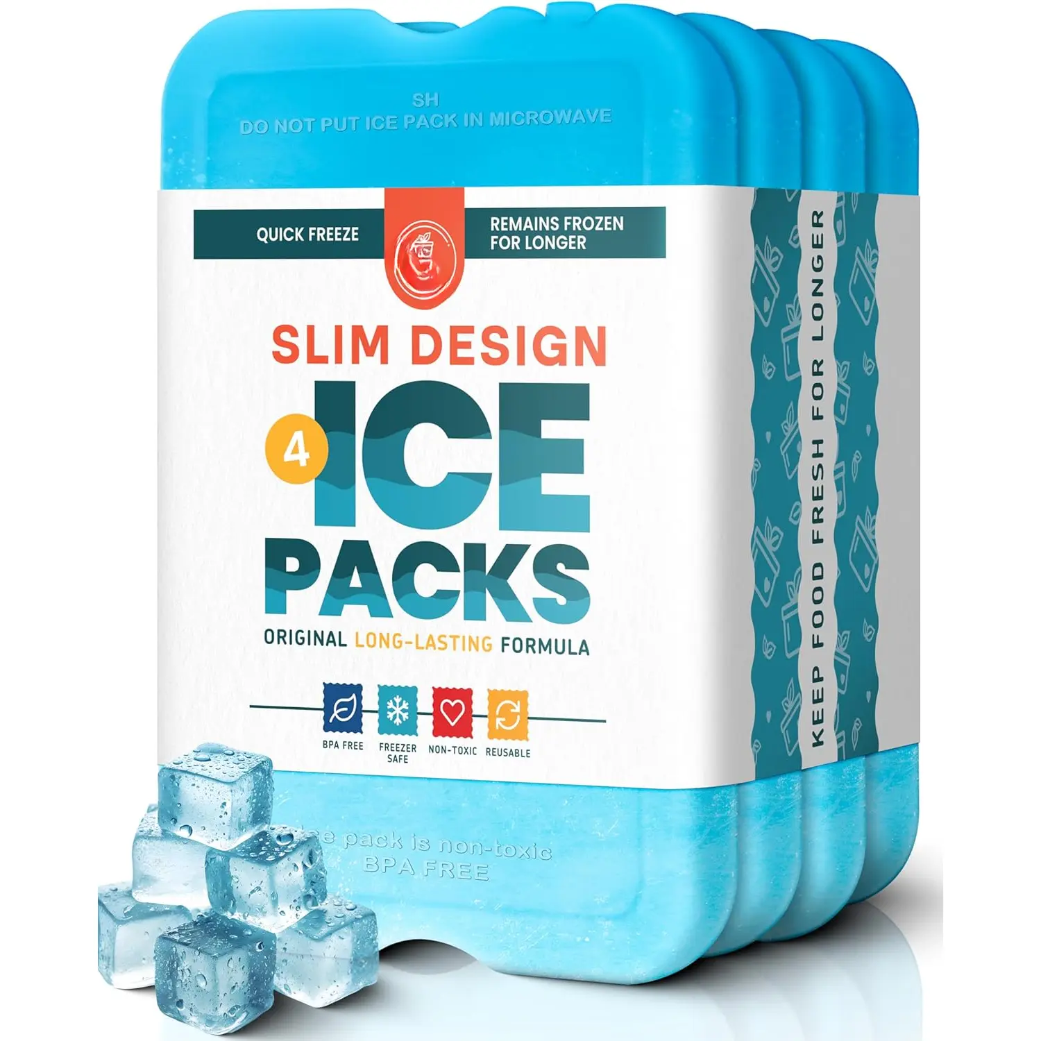 Ice Packs for Lunch Boxes & Coolers - Freezer Packs -  Cool Pack| Cooler Accessories for Beach, Camping & Fishing| Slim & Long-Lasting  Ice Pack for Cooler