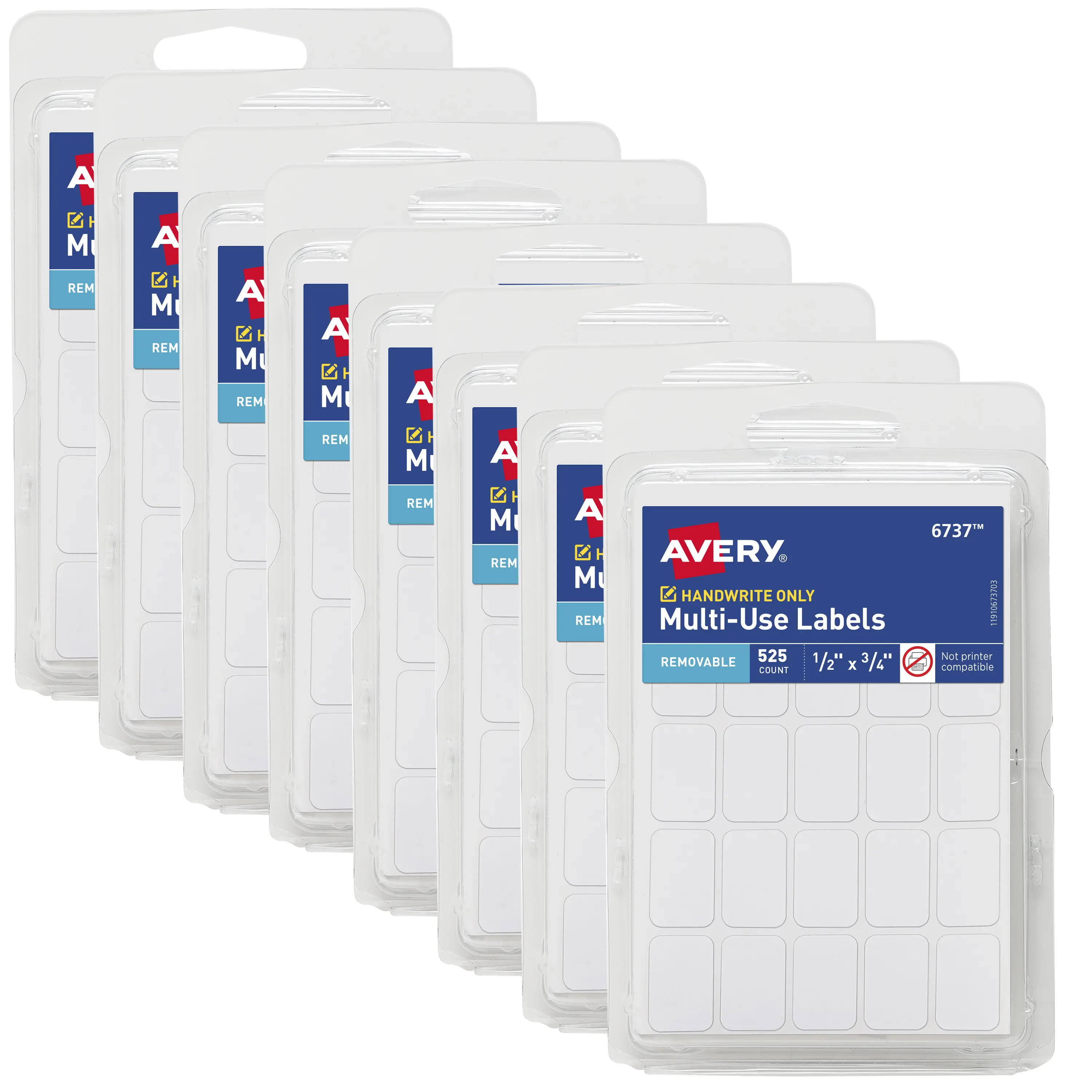 Avery Multi-Use Removable Labels, 1/2" x 3/4", White, Non-Printable, 8 Packs, 4,200 Blank Labels Total (21934)