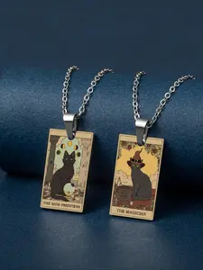 TAROT Waite Major Arcana Cat Necklace Pendant, Suitable for Halloween, Brings Good Luck