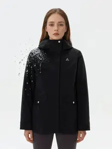 Women's Waterproof Windproof Hooded Jacket, Breathable Outdoor Softshell Coat, Multi-Pocket Tactical Hiking Camping Jacket