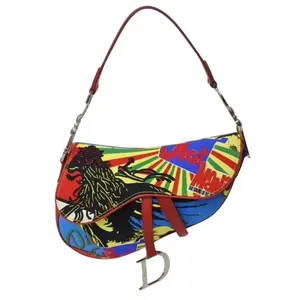 Pre-owned Dior Canvas Shoulder Bags Bob Marley Rasta Saddle Shoulder Bag