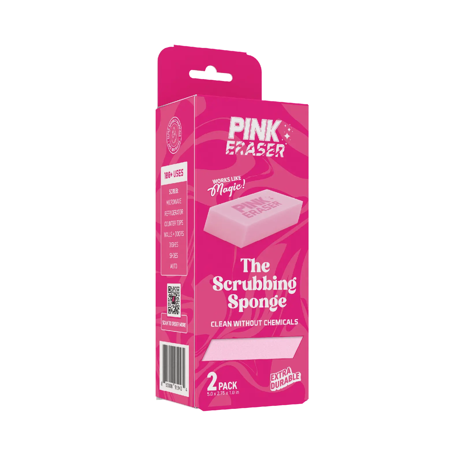 Pink Eraser The Scrubbing Sponge - Versatile Cleaning Tool for Various Cleaning Needs Pack