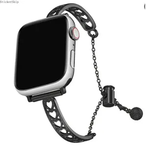 2026NEW Rose Gold Heart Apple Watch Band - Dainty Hollow Metal Bracelet, Adjustable Aesthetic Strap for Women, Fits iWatch Series 10-1 Ultra, Perfect for Soft Girl & Pink Lover Outfits