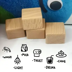 Wooden Square Diary Stamp, Daily Life Learning Stamp, Creative Fun Material Decoration, Wooden Stamps for Journaling and Record Keeping