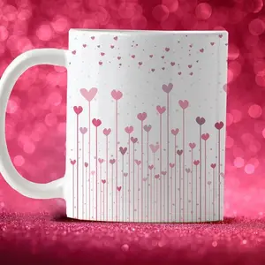 Valentine Hearts Wrap-around Color Accent Mug for Love Celebrations
