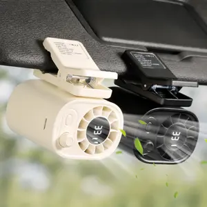 Portable Car LCD Clip Fan【No Cooling Function】with 360° Rotatable 100 Speed Wind 12V USB Rechargeable 1800mAh Electric Fan Low Noise Mini Fan Clamp Anywhere,summervibes, fathersdaygift