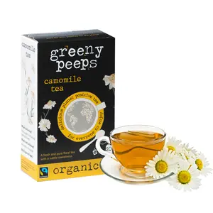 Greenypeeps Organic Chamomile Herbal Tea - Calming and Soothing - 100% Pure Chamomile Flowers - Fairtrade Certified, USDA Organic, Unbleached Tea Bags, 100% Recyclable Packaging, 3% Back to Community, Carbon Negative & Planet Positive Tea