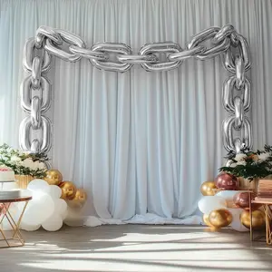 30 Pack 24" Silver Chain Foil Balloons – 90s Hip Hop Party Decorations – Jumbo Link Balloons for Arches & Backdrops Up to 44ft Long Foil Mylar Balloons