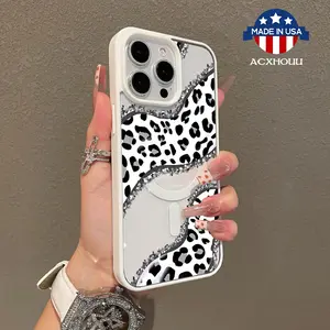 Adorable Magnetic Case for iPhone11/12/13/14/15/16/promax Leopard print swirls MagSafe Compatible, Lightweight, Anti-Fall | Girly & Chic Style