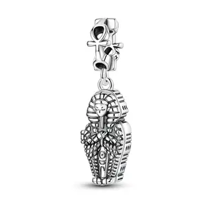 MULA Silver-Plated Pharaoh Mummy Ankh Charm Pendant - Unisex Costume Jewelry, Cultural Symbol Accessory, Fit for Bracelets & Necklaces, Daily Wear, Gift for Friends, Valentine's Day Option