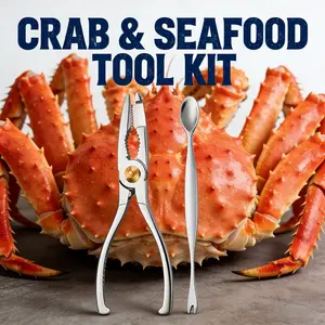 Zinc Alloy Crab Shelling Tool Set Silver Seafood Sheller Multifunctional Home Kitchen Seafood Cooking Shelling Tool