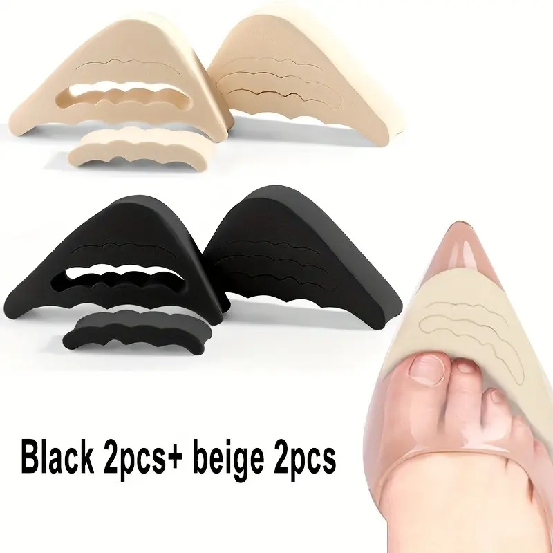 4PCS Soft Memory Foam Foot Cushion Inserts, Anti-Slip No Slip Toe Shoe Toe Pads for High Heels, Comfort Foot Care Accessories for Daily & Sports Use, Shock Absorbing Insoles